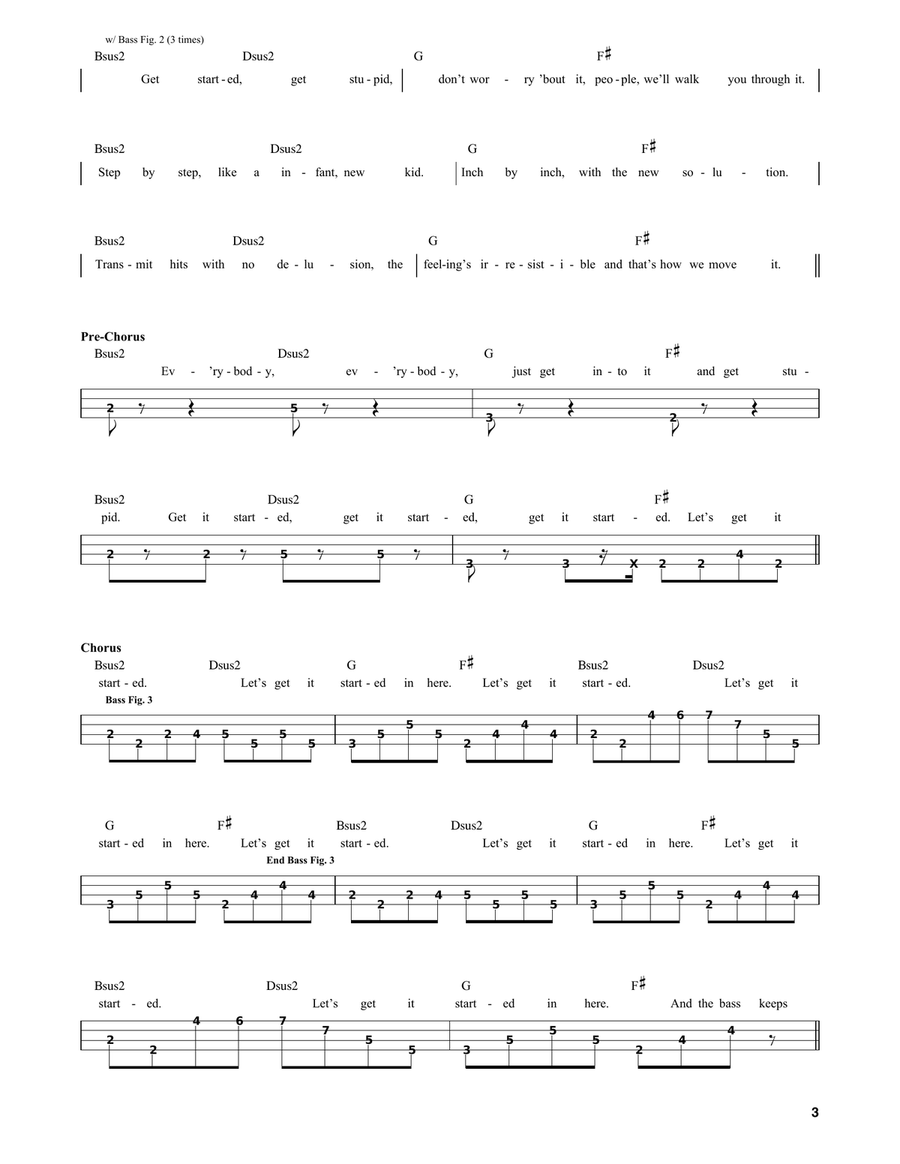 Let's Get It Started Bass Guitar scores gallery preview page 3