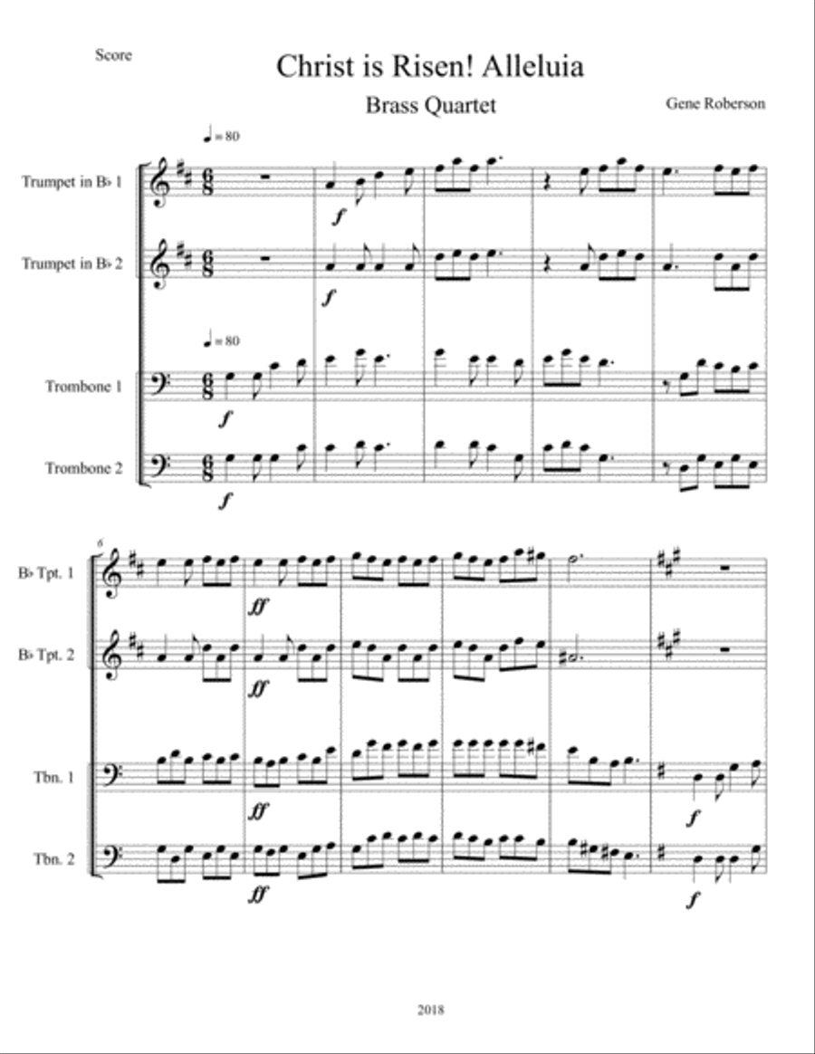 Christ is Risen, Alleluia! Brass Introit for Easter Brass Ensemble scores gallery preview page 2