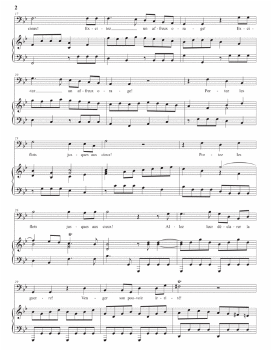 RAMEAU: Volez, tyrans des airs, Aquilons furieux (transposed to B-flat major) Voice scores gallery preview page 3