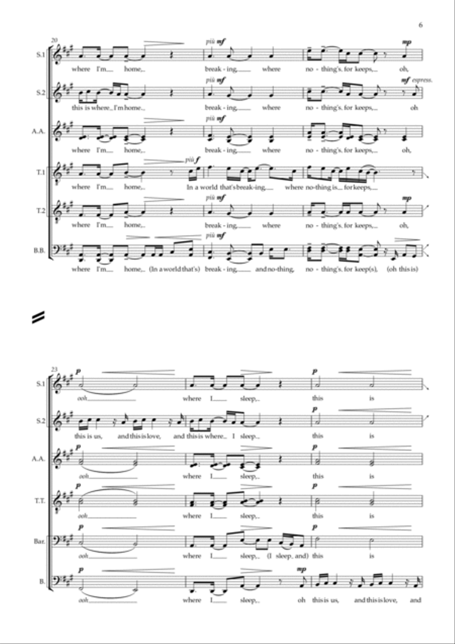 Where I Sleep Divisi scores gallery preview page 6