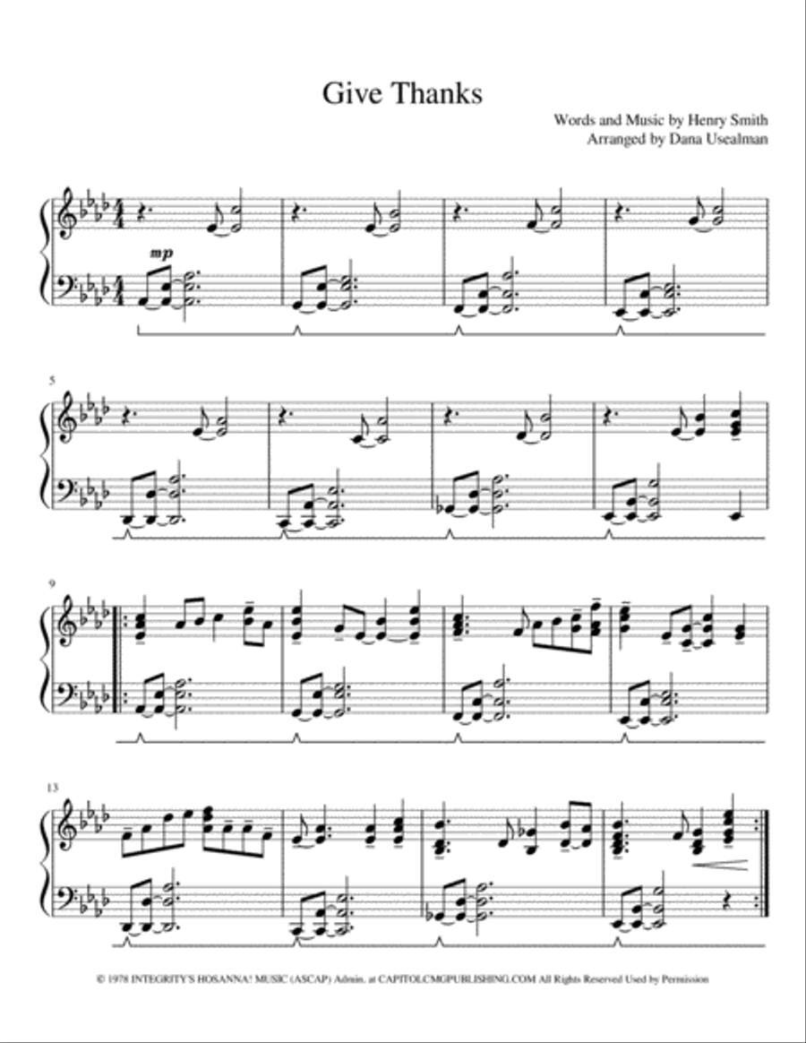 Give Thanks Piano Solo scores gallery preview page 1