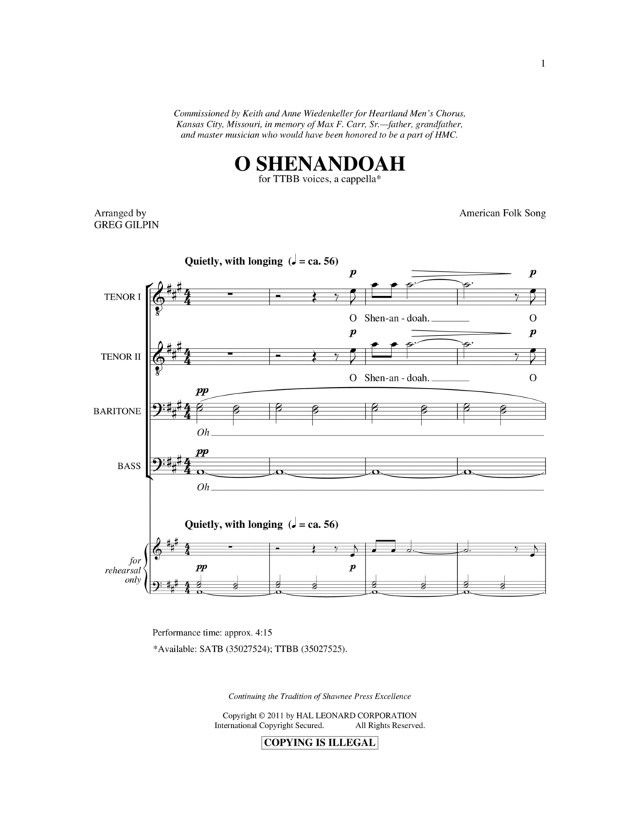 Shenandoah TTBB scores gallery preview page 1