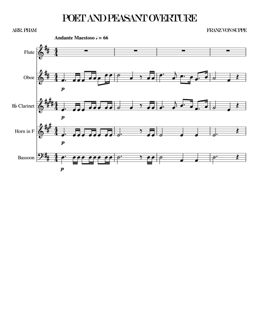 Poet and Peasant Overture Woodwind Quintet scores gallery preview page 1