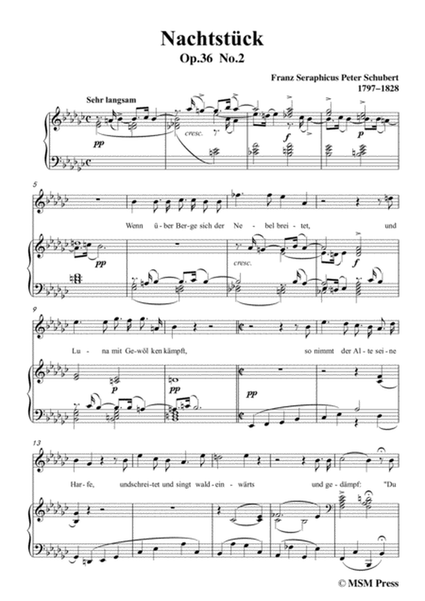 Schubert-Nachtstück,Op.36 No.2,in e flat minor,for Voice&Piano image number null