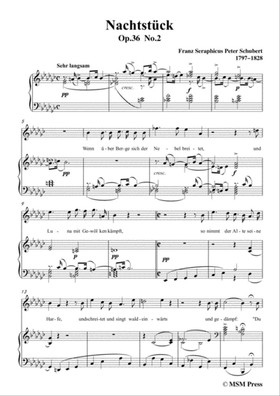 Schubert-Nachtstück,Op.36 No.2,in e flat minor,for Voice&Piano Voice scores gallery preview page 3