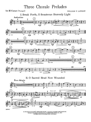 Three Chorale Preludes: 1st B-flat Cornet