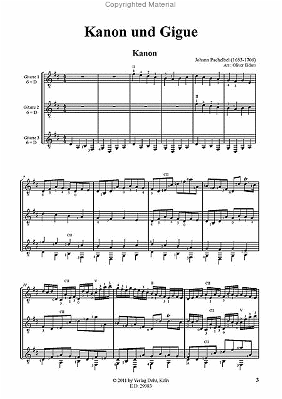 Kanon und Gigue (für Gitarren-Trio)