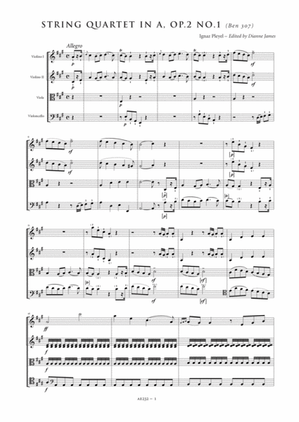 String Quartet in A major, Op. 2, No. 1 (Benton 307) (score and parts)