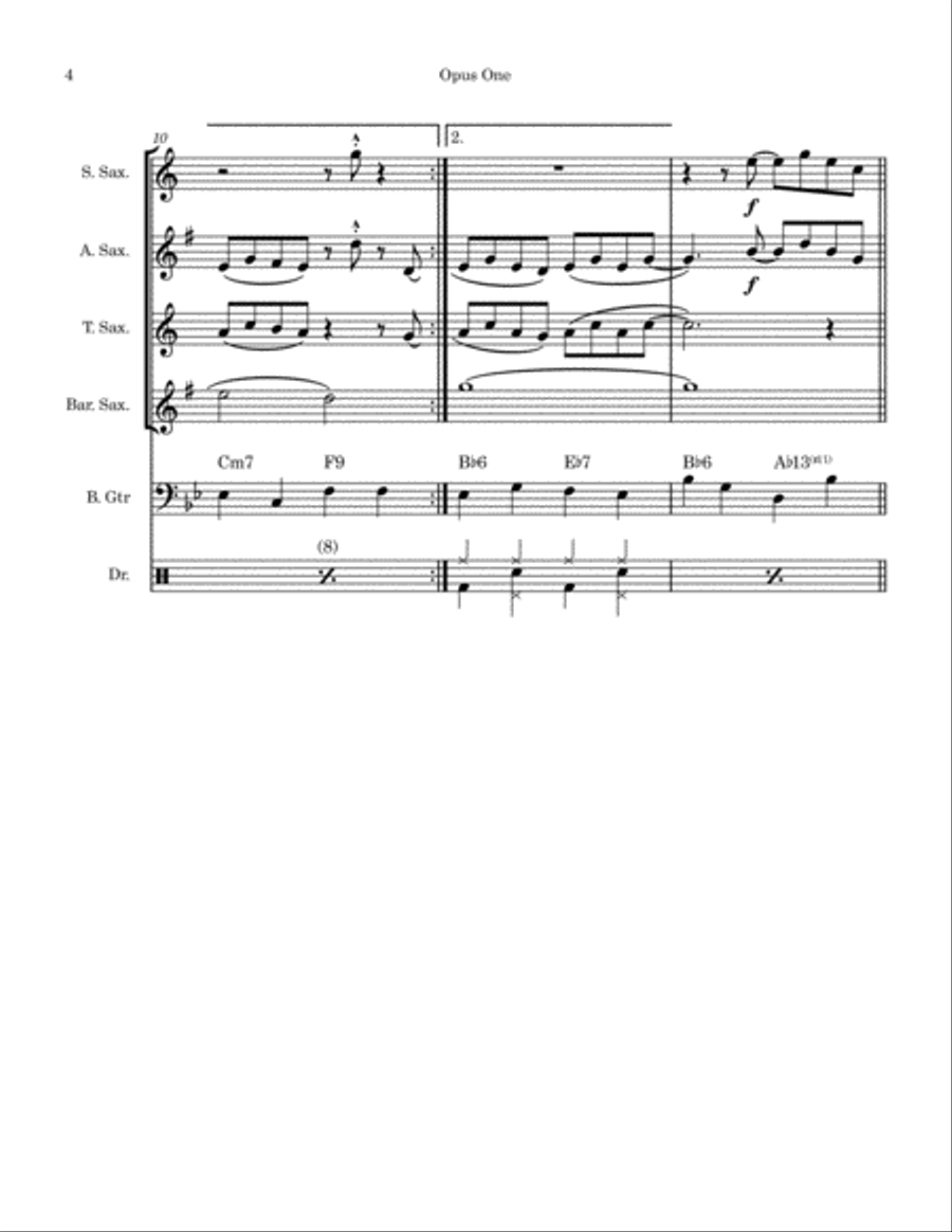 Opus One Saxophone Quartet scores gallery preview page 4
