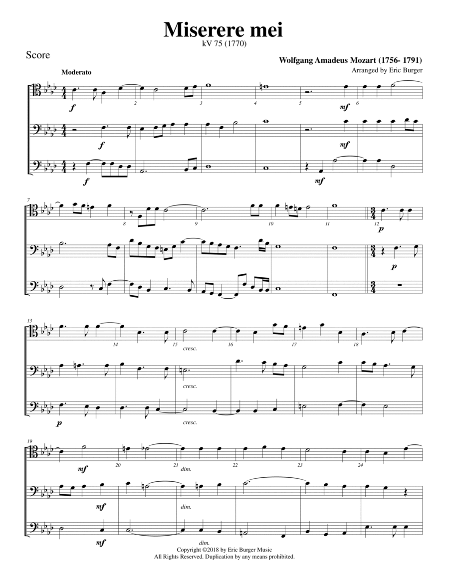 Miserere mei for Trombone or Low Brass Trio image number null