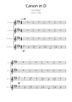 Book cover for Canon in D - Pachelbel - Trumpet Quartet