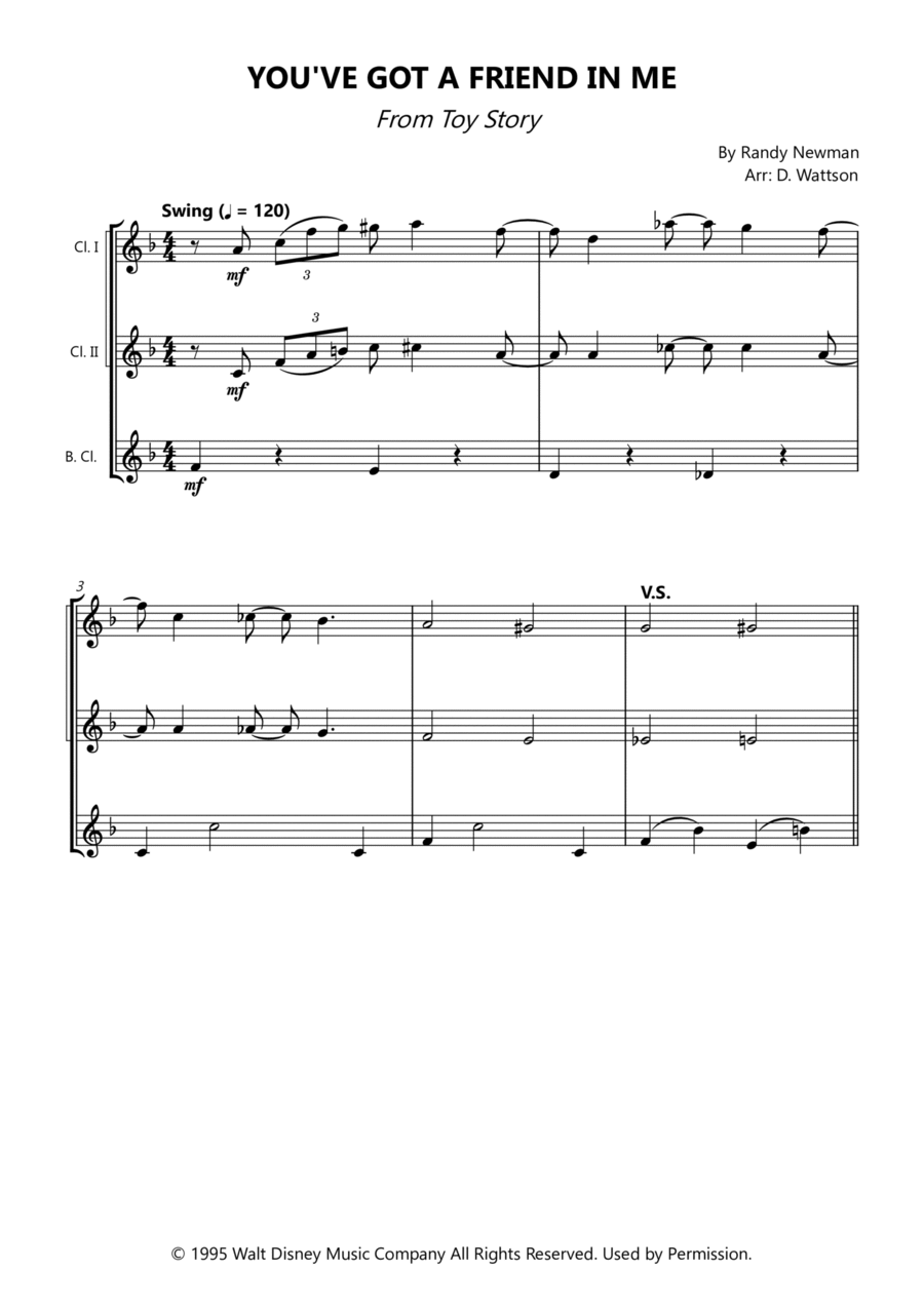 You've Got A Friend In Me Woodwind Trio scores gallery preview page 1
