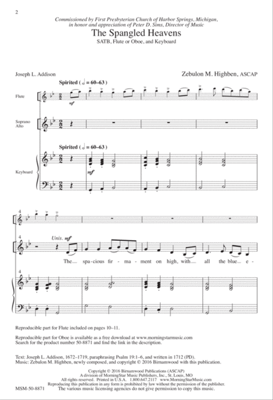 The Spangled Heavens 4-Part scores gallery preview page 2