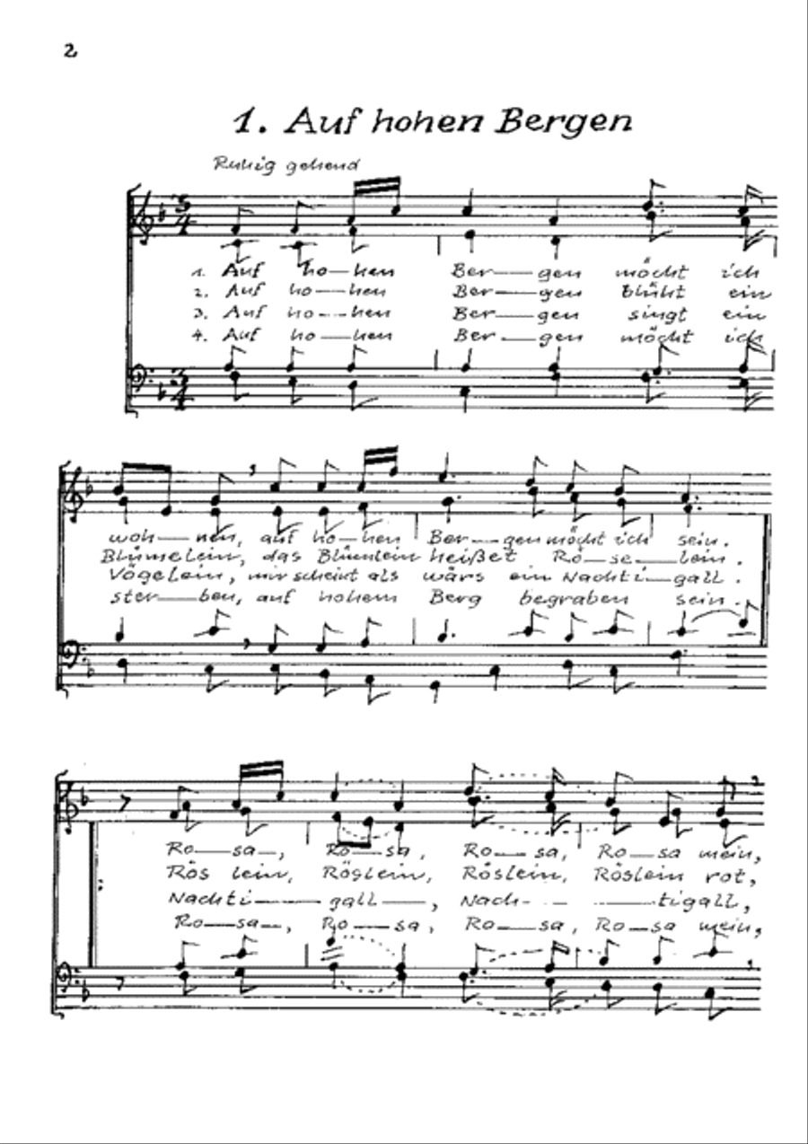Auf hohen Bergen. Sechs schwabische Volkslieder Choir scores gallery preview page 1