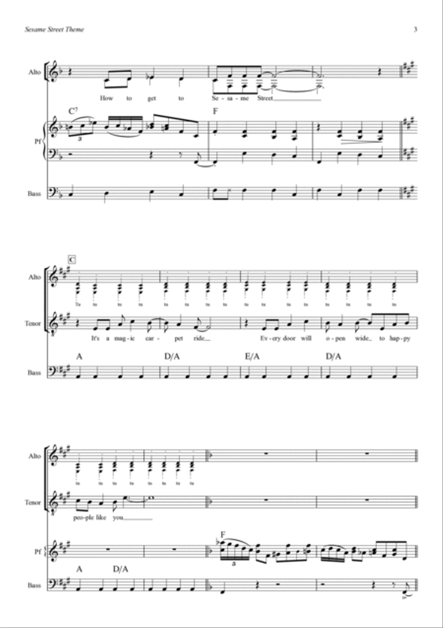 Sesame Street Theme Piano, Vocal, Guitar scores gallery preview page 3