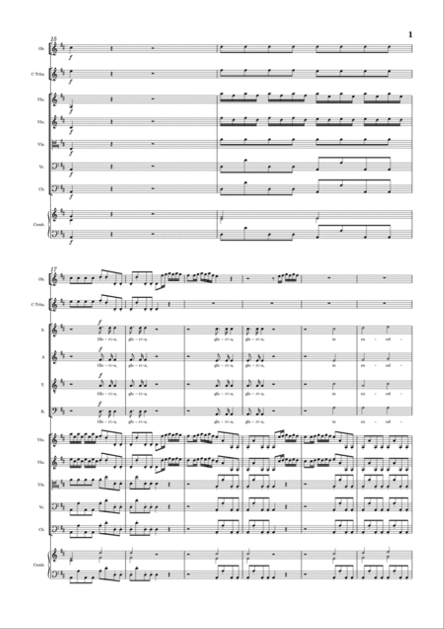 Vivaldi - Gloria in D major, RV 589 Full Score Original Chamber Orchestra scores gallery preview page 2