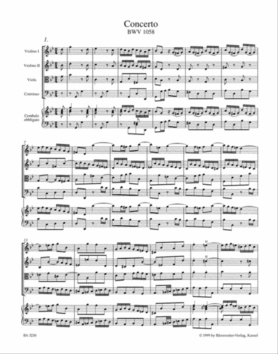 Concerto for Harpsichord and Strings G minor BWV 1058
