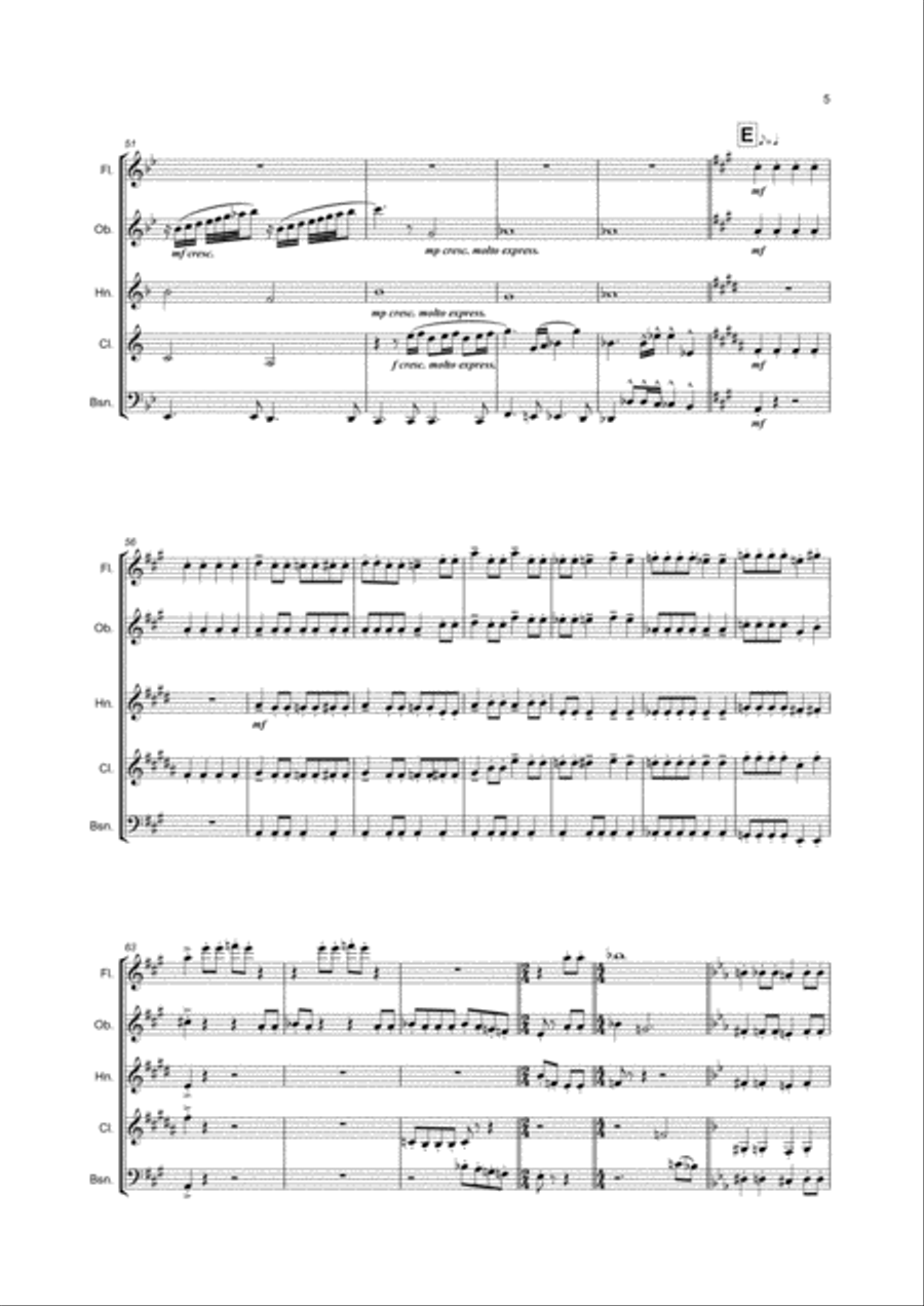 Bohemian Rhapsody Woodwind Quintet scores gallery preview page 5
