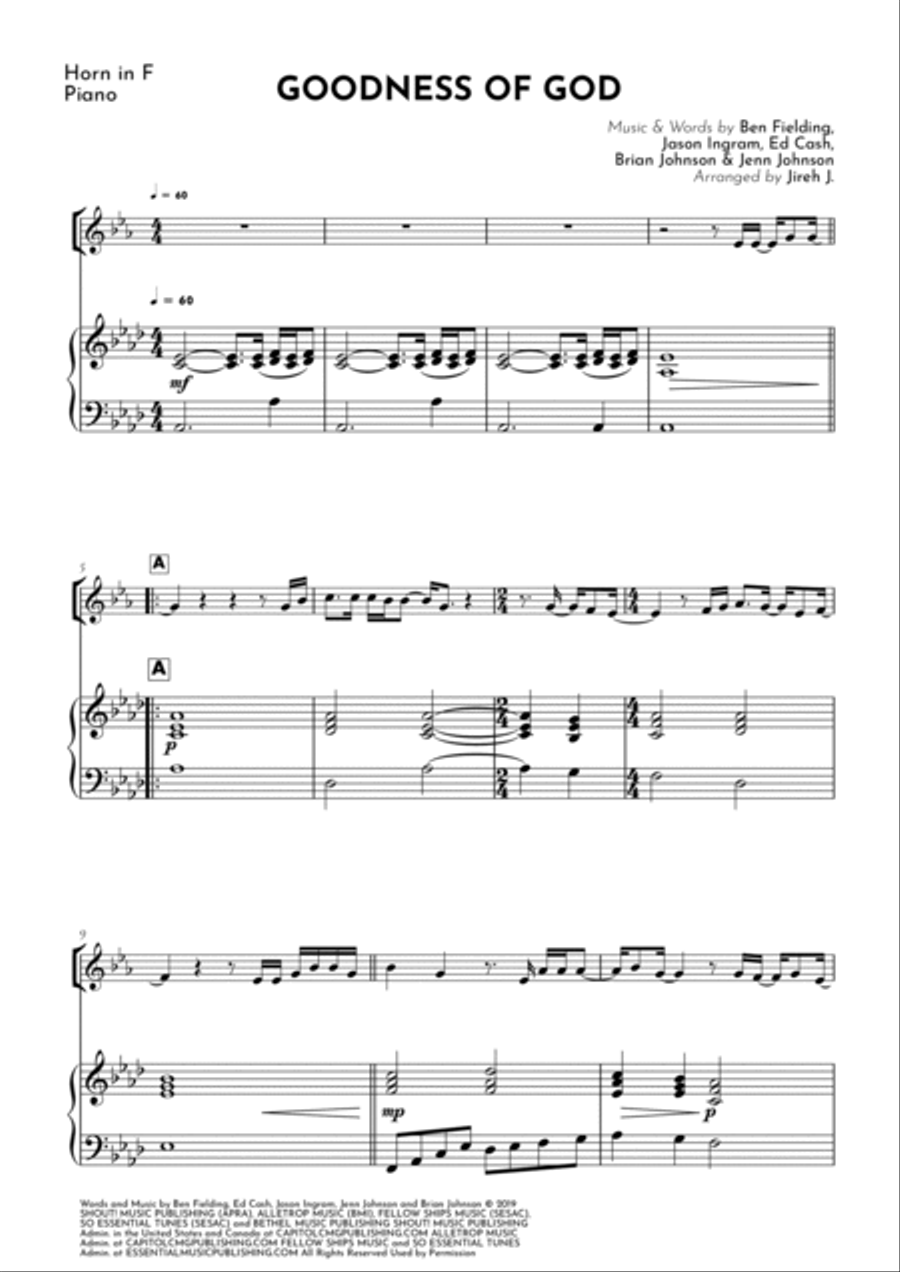 Goodness Of God Horn scores gallery preview page 2