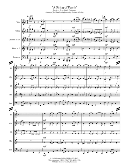 A String Of Pearls by Jerry Gray Woodwind Quintet - Digital Sheet Music