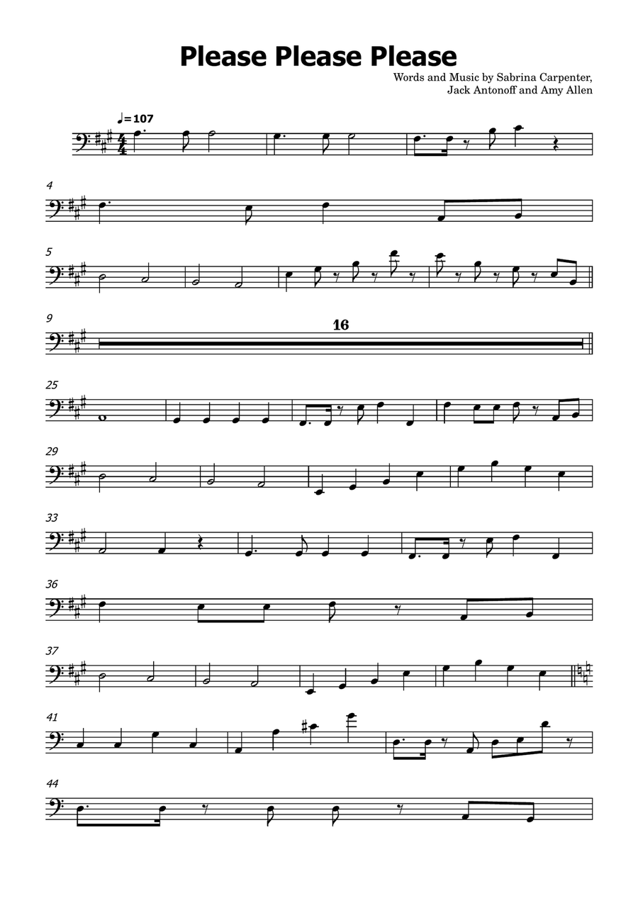 Please Please Please Bass Guitar scores gallery preview page 1
