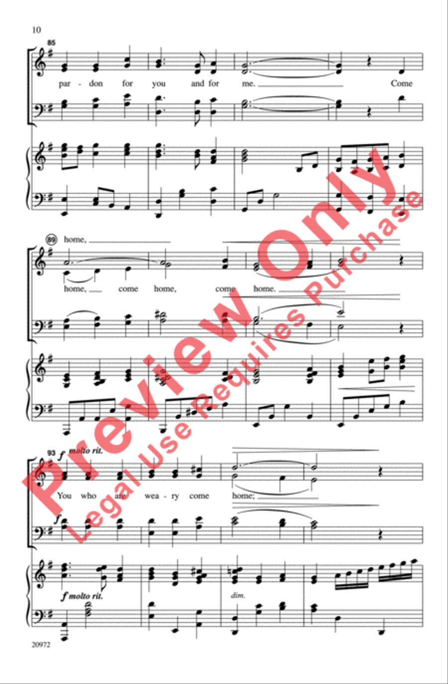 Softly and Tenderly Calling 4-Part scores gallery preview page 10