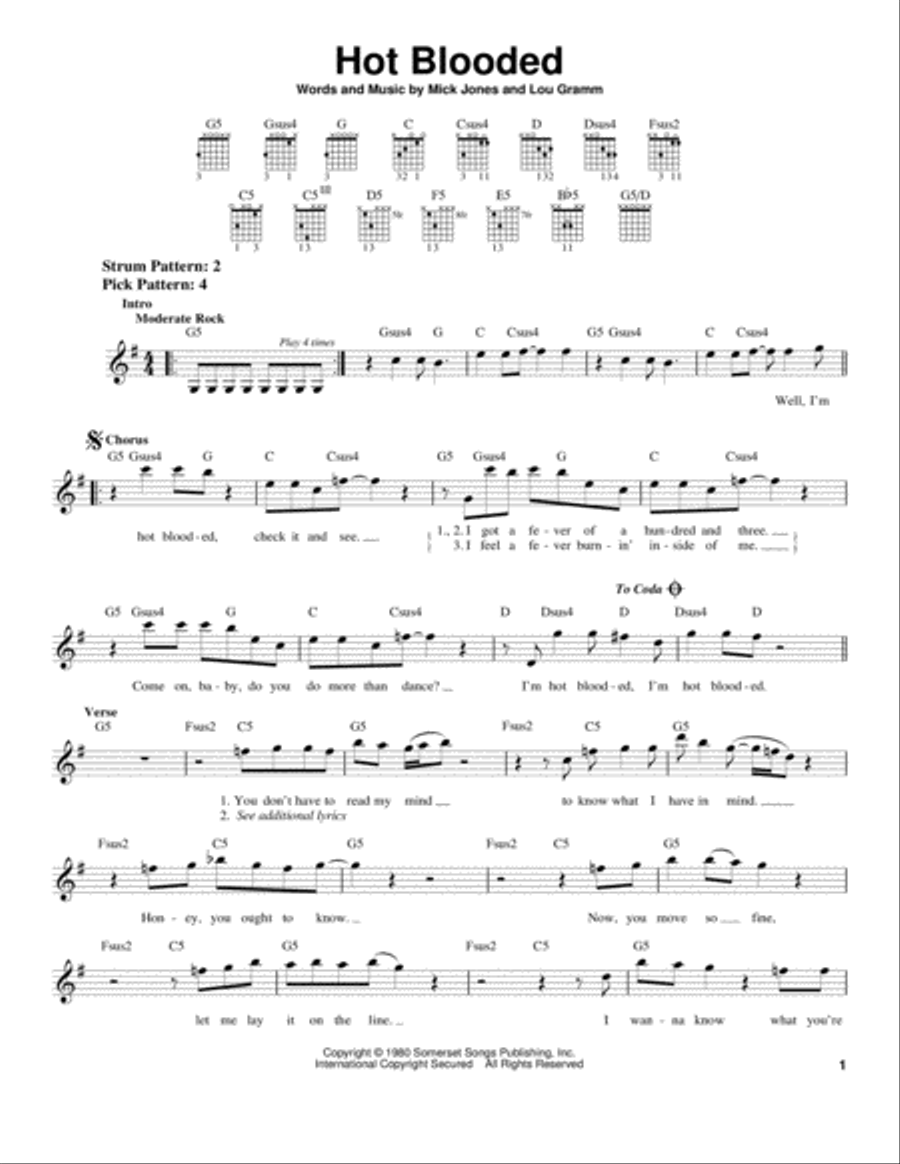 Hot Blooded Acoustic Guitar scores gallery preview page 1