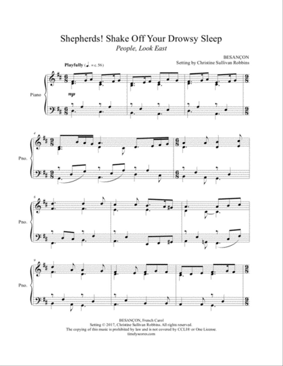 Shepherds Shake Off Your Drowsy Sleep by Traditional French Carol Piano Solo - Digital Sheet Music