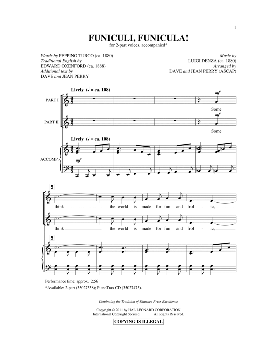 Funiculi, Funicula 2-Part scores gallery preview page 1