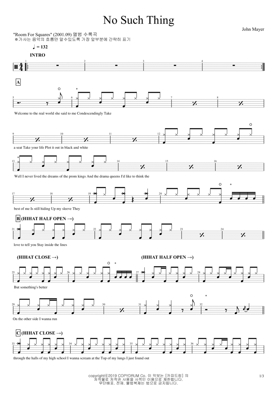 No Such Thing Drum Set scores gallery preview page 1