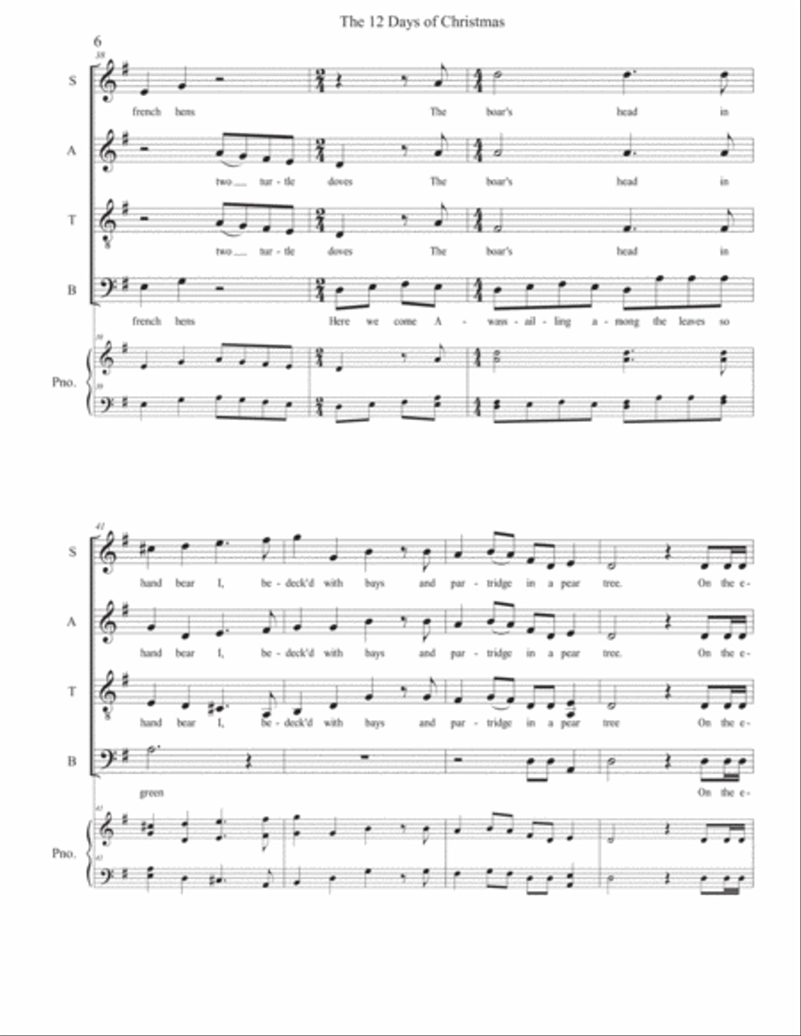 The 12 Days Of Christmas 4-Part scores gallery preview page 6