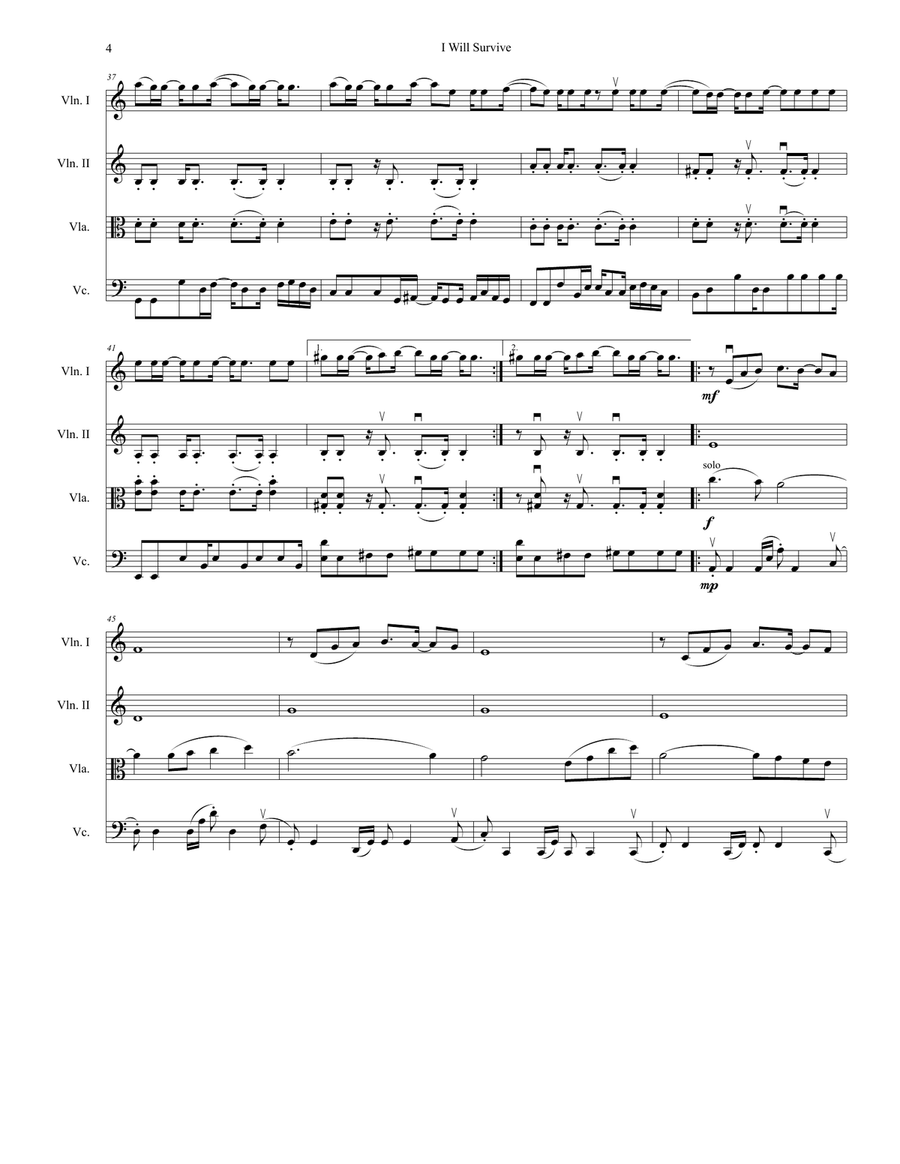 I Will Survive I Will Survive String Quartet scores gallery preview page 4