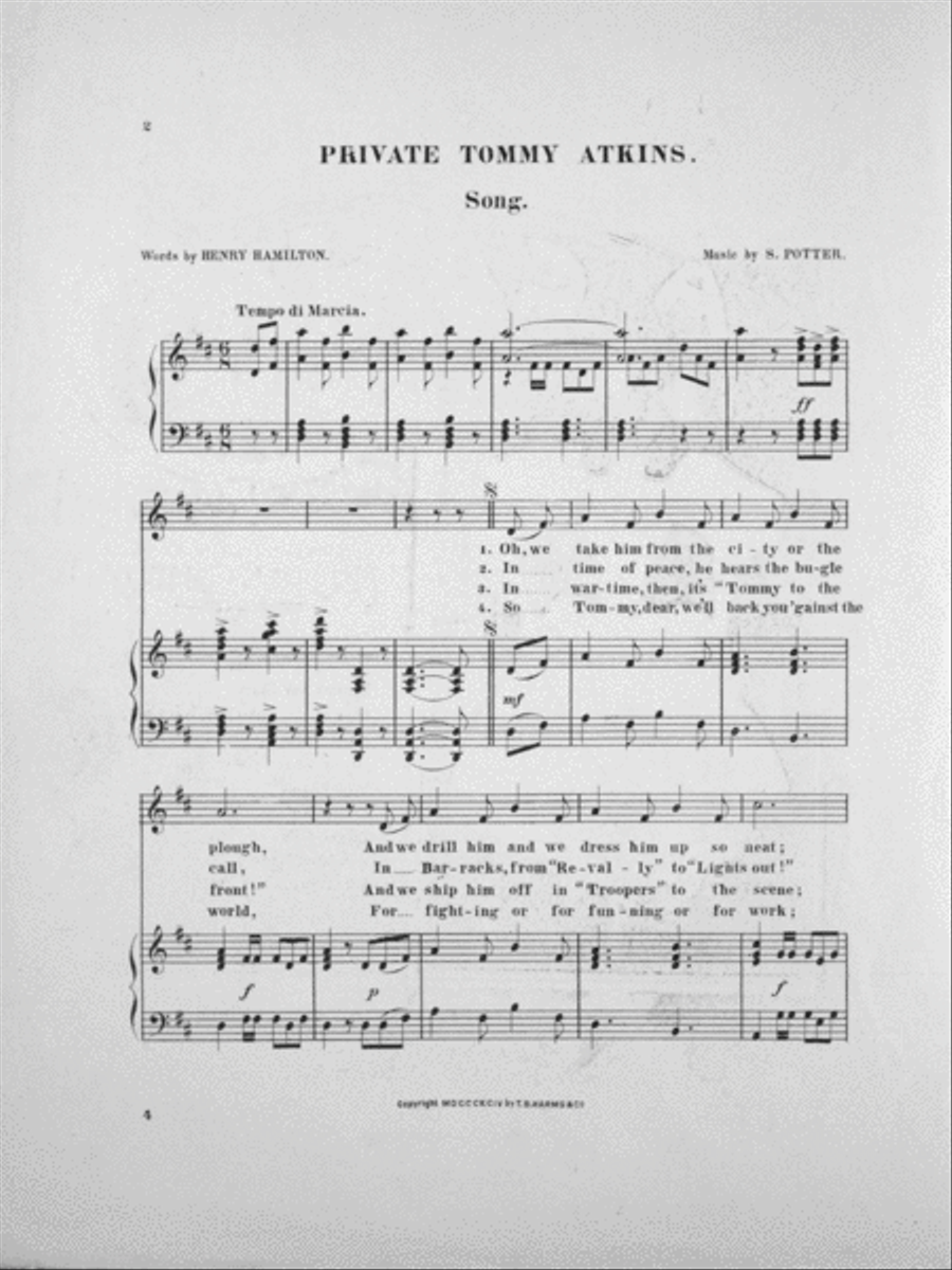 Musical Comedy. Private Tommy Atkins Voice scores gallery preview page 2