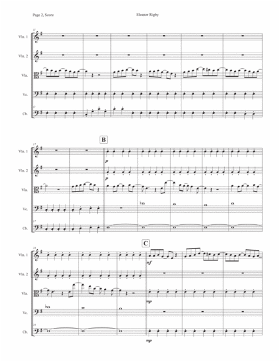 Eleanor Rigby Eleanor Rigby String Quintet scores gallery preview page 2