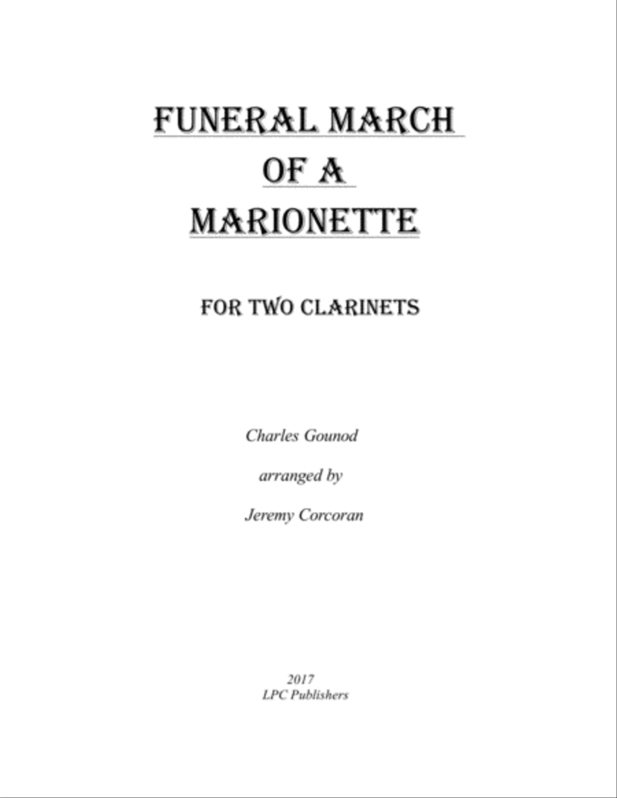 Funeral March of a Marionette for Two Clarinets Clarinet Duet scores gallery preview page 1