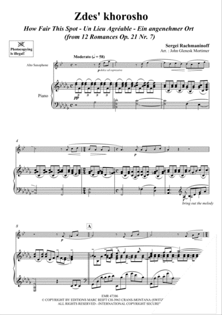 Zdes' khorosho Zdes' khorosho Alto Saxophone scores gallery preview page 3
