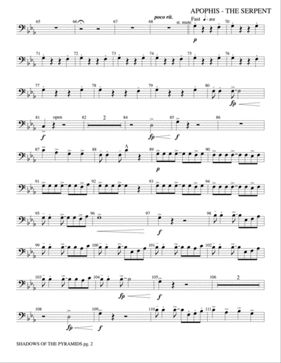 Shadows of the Pyramids: 2nd Trombone Concert Band scores gallery preview page 2