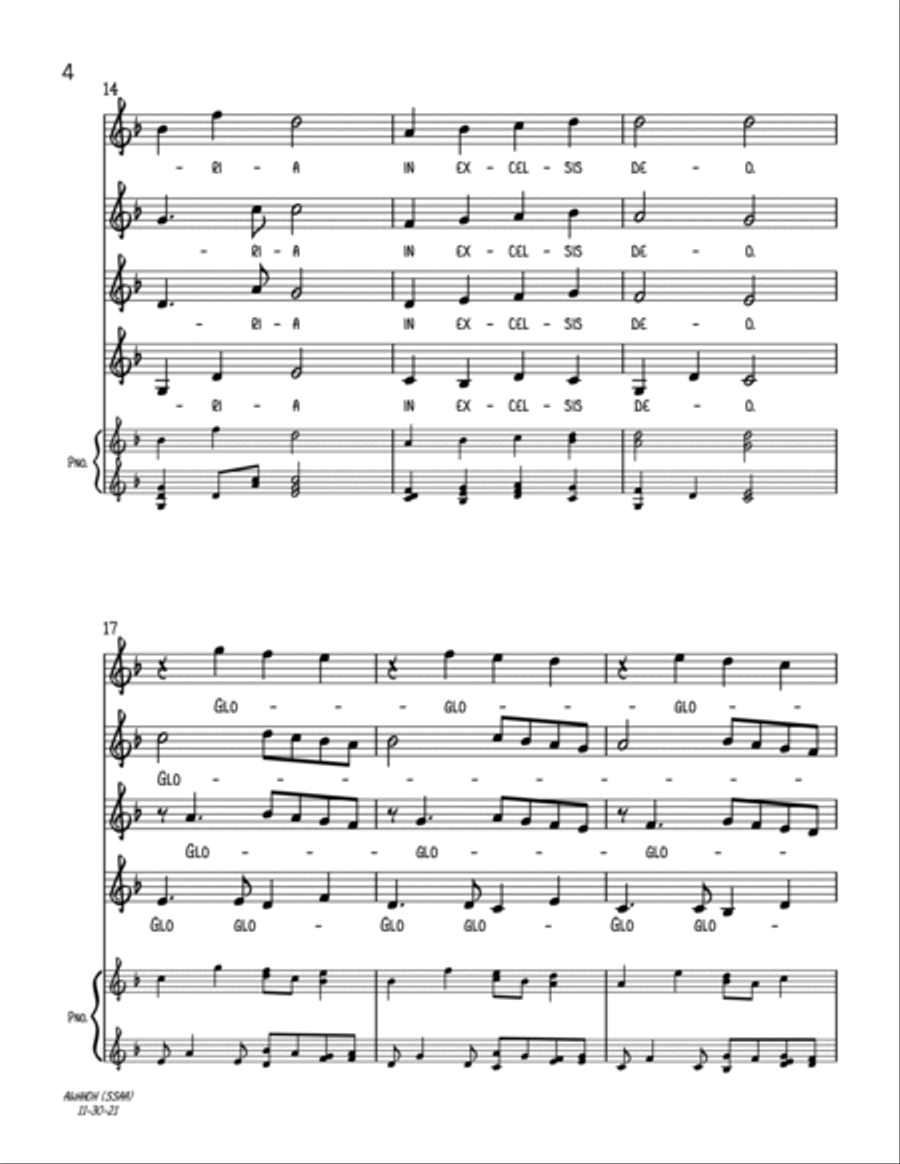 Angels We Have Heard On High (SSAA A Cappella) SSAA scores gallery preview page 4