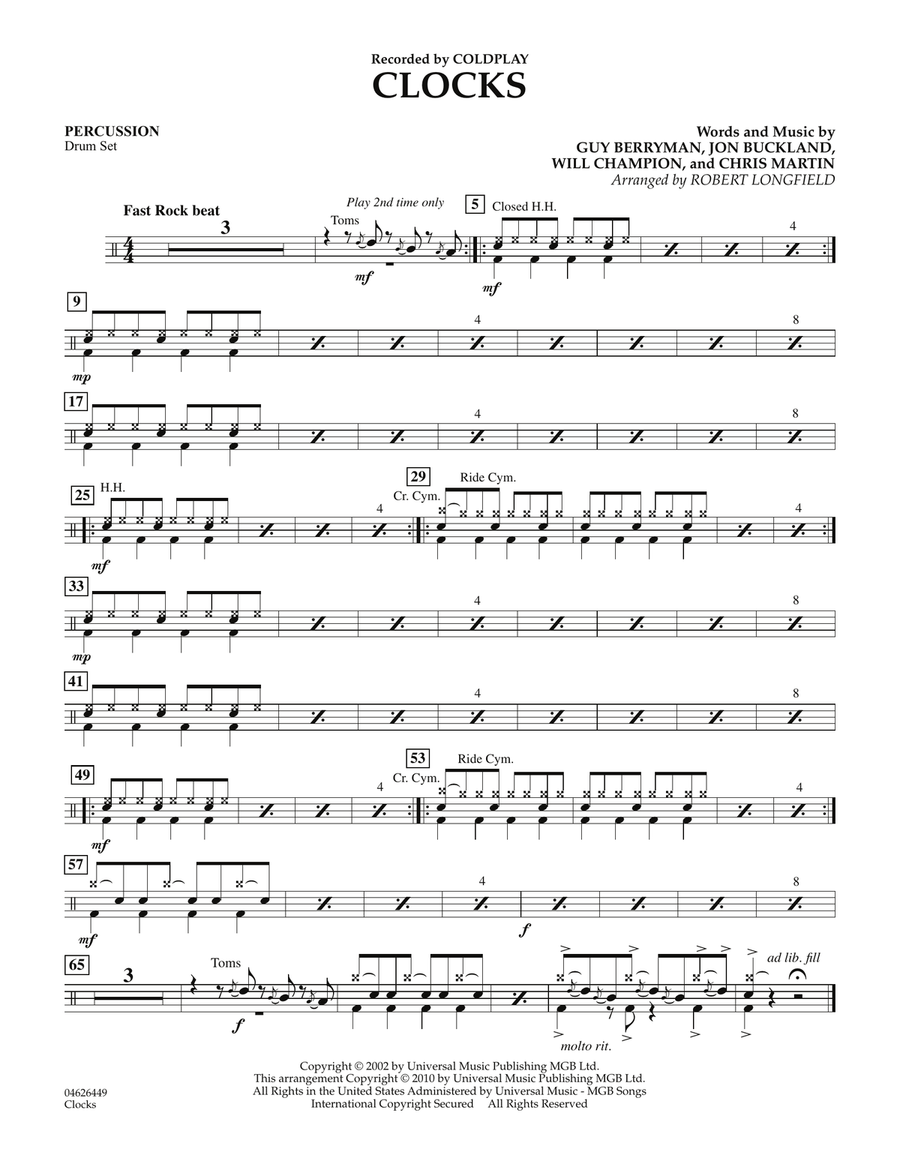 Clocks - Percussion Orchestra scores gallery preview page 1
