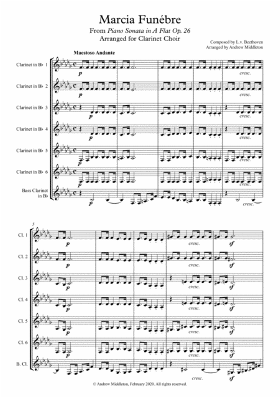 Marcia Funebra arranged for Clarinet Choir Clarinet Choir scores gallery preview page 3