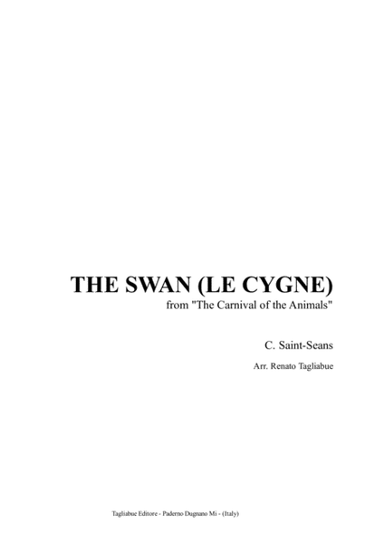 THE SWAN (LE CYGNE) - C. Saint Saens - Arr. Soprano (or Instrument in C (B3-A5) and easy Piano image number null