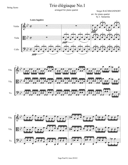 Sergei Rachmaninoff - Trio élégiaque No.1 in G minor (arr. for piano quartet - piano, violin, viol