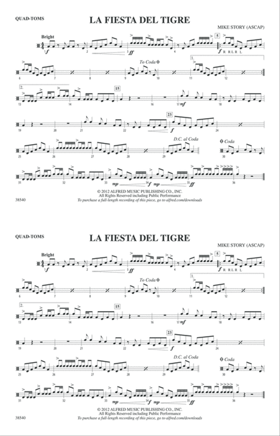 La Fiesta Del Tigre: Quad-Toms Marching Band scores gallery preview page 1