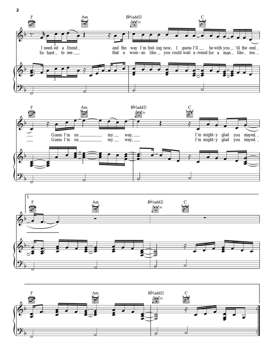 Stuck On You Piano, Vocal, Guitar scores gallery preview page 2