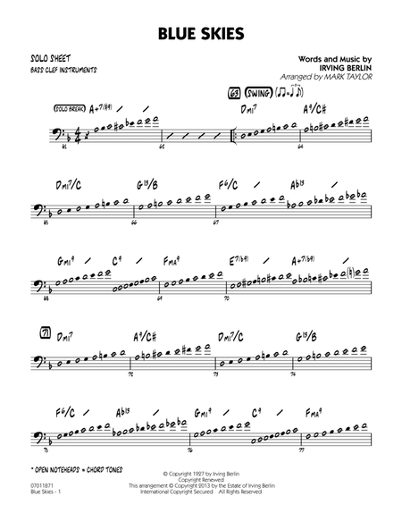 Blue Skies - Bass Clef Solo Sheet