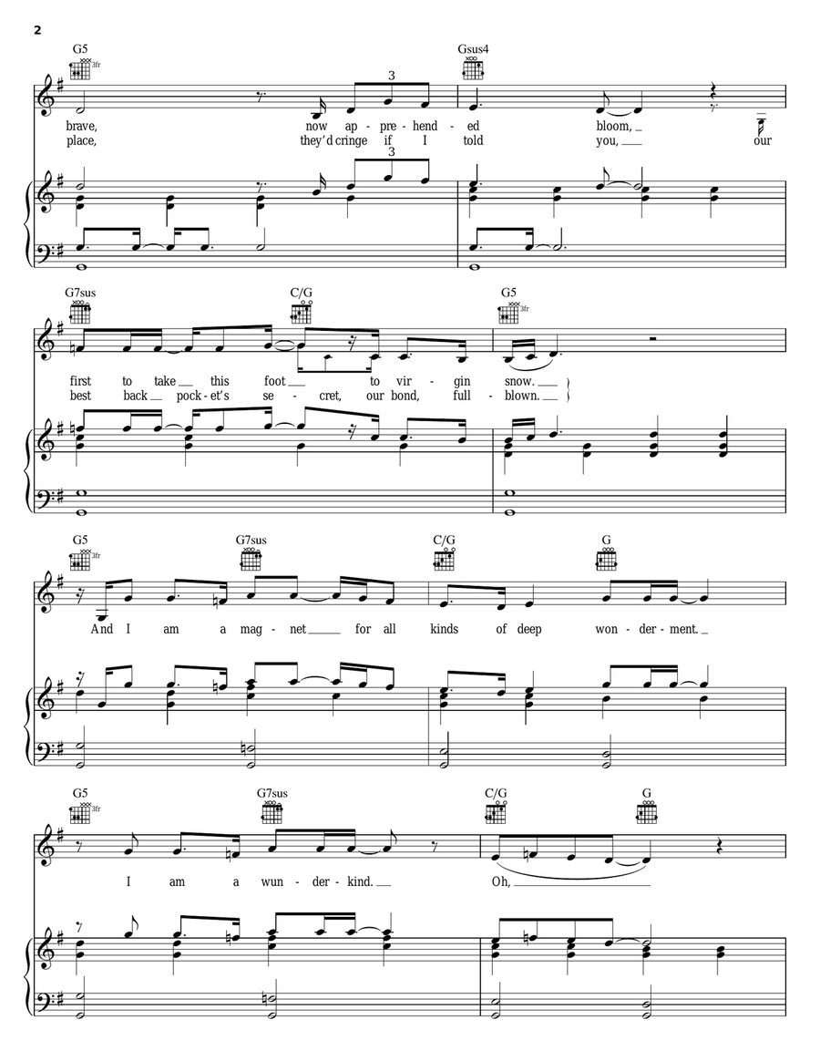 Wunderkind Piano, Vocal, Guitar scores gallery preview page 2