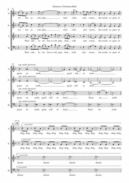 CHRISTMAS BELLS for SATB a cappella choir image number null