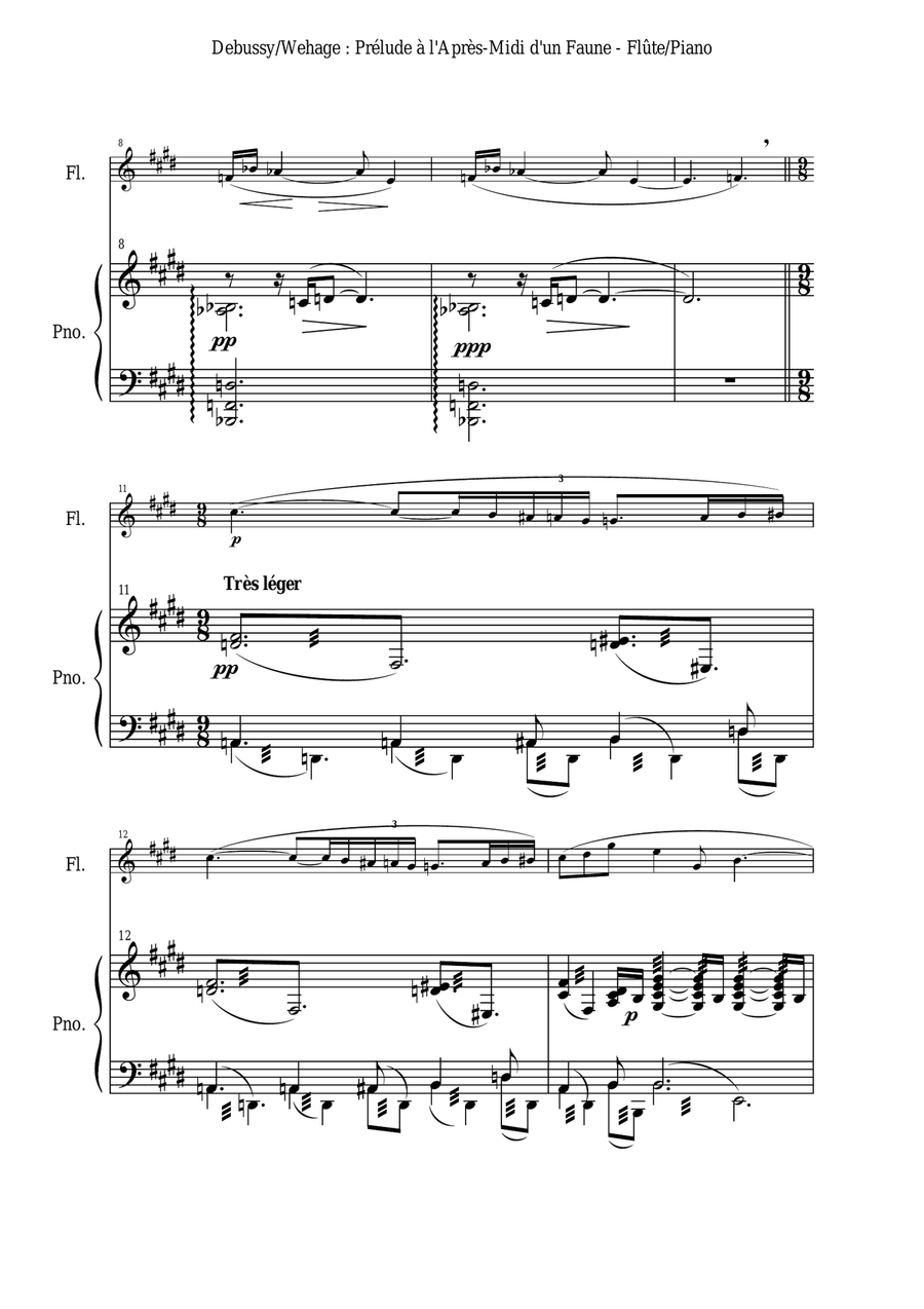 Claude Debussy: Prélude à L'Après-midi d'un Faune, arranged for flute and piano