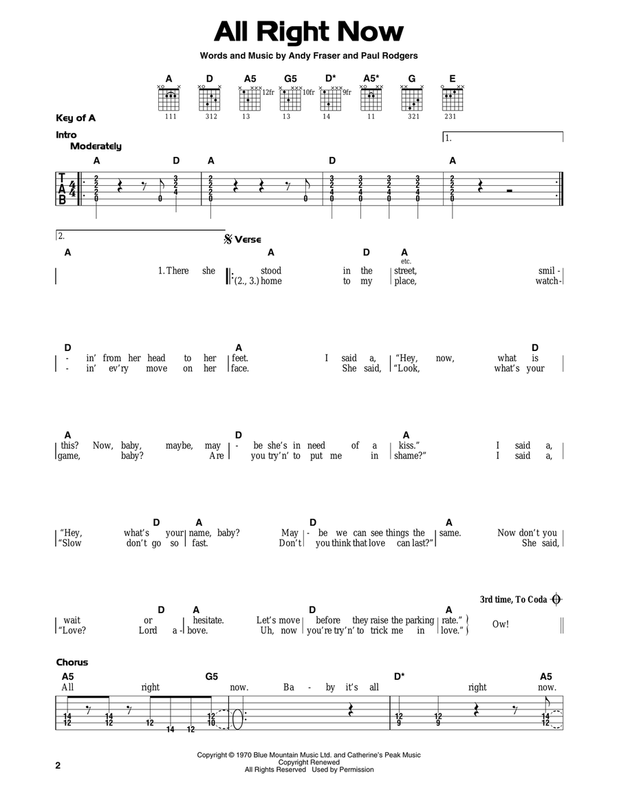 All Right Now All Right Now Electric Guitar scores gallery preview page 1