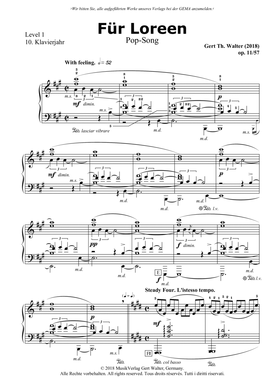 Für Loreen Piano Solo scores gallery preview page 1